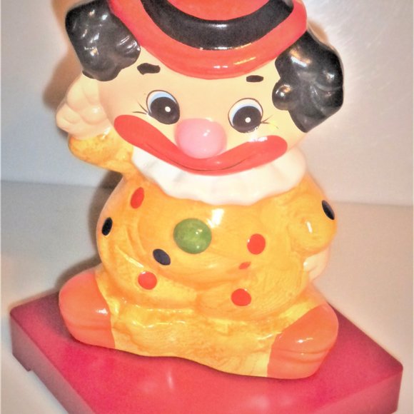 CLOWN MUSICAL BANK Ceramic Clown Vintage Musical Bank Collection Piggy Bank Coin - Picture 1 of 9